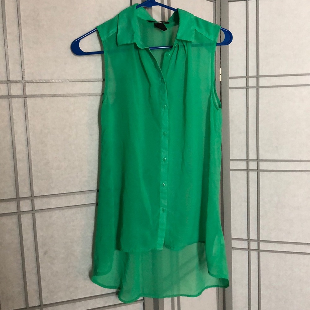 Mint green button up blouse